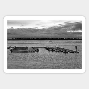 Black and White Moored Boats Sticker